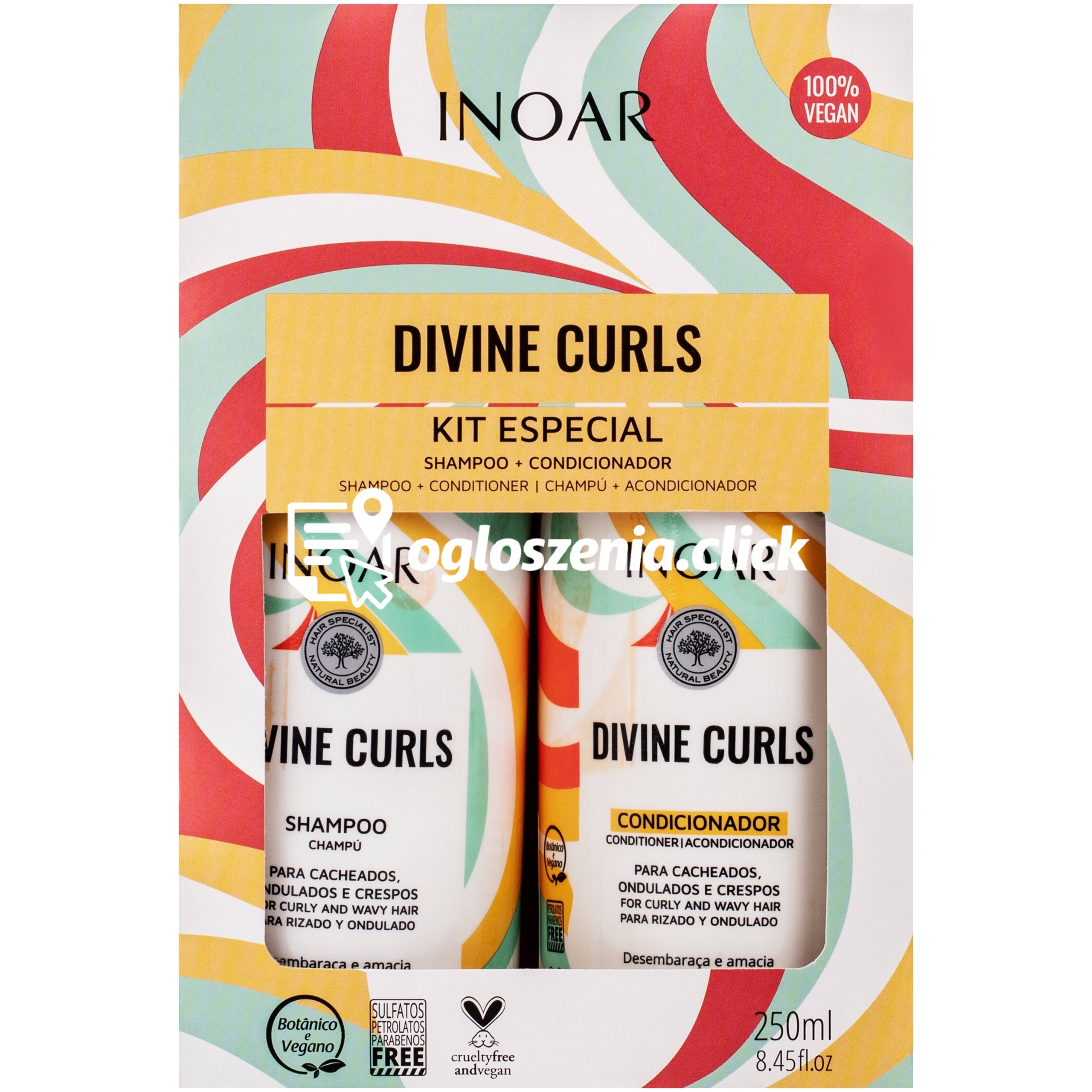 Zdjęcie produktu Inoar Divine Curls Duo Pack - zestaw do pielegnacji wlosów kreconych, 2x250ml
