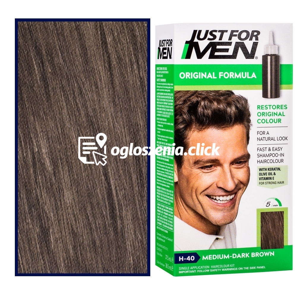 Zdjęcie produktu Just For Men - odsiwiacz do wlosów dla mezczyzn, 66 ml H40 | Ciemny Sredni Brazowy