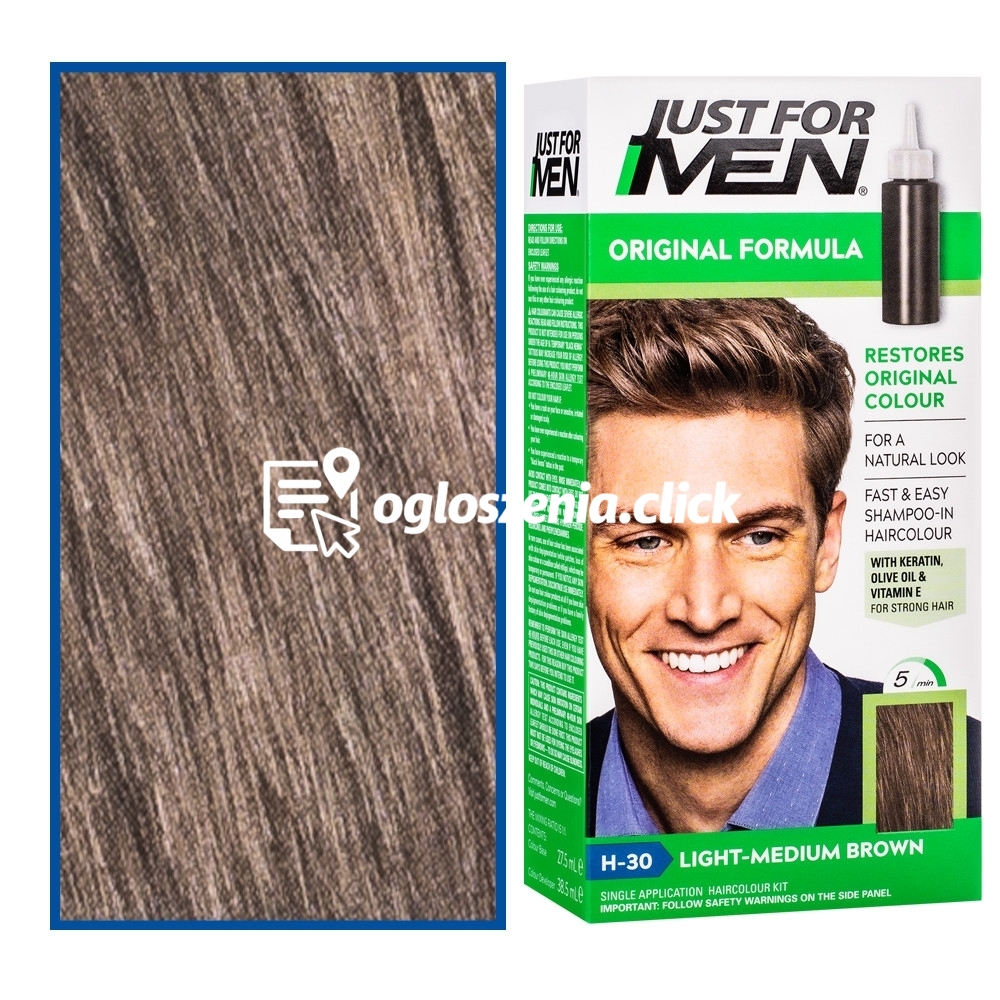 Zdjęcie produktu Just For Men - odsiwiacz do wlosów dla mezczyzn, 66 ml H30 | Jasny Sredni Brazowy