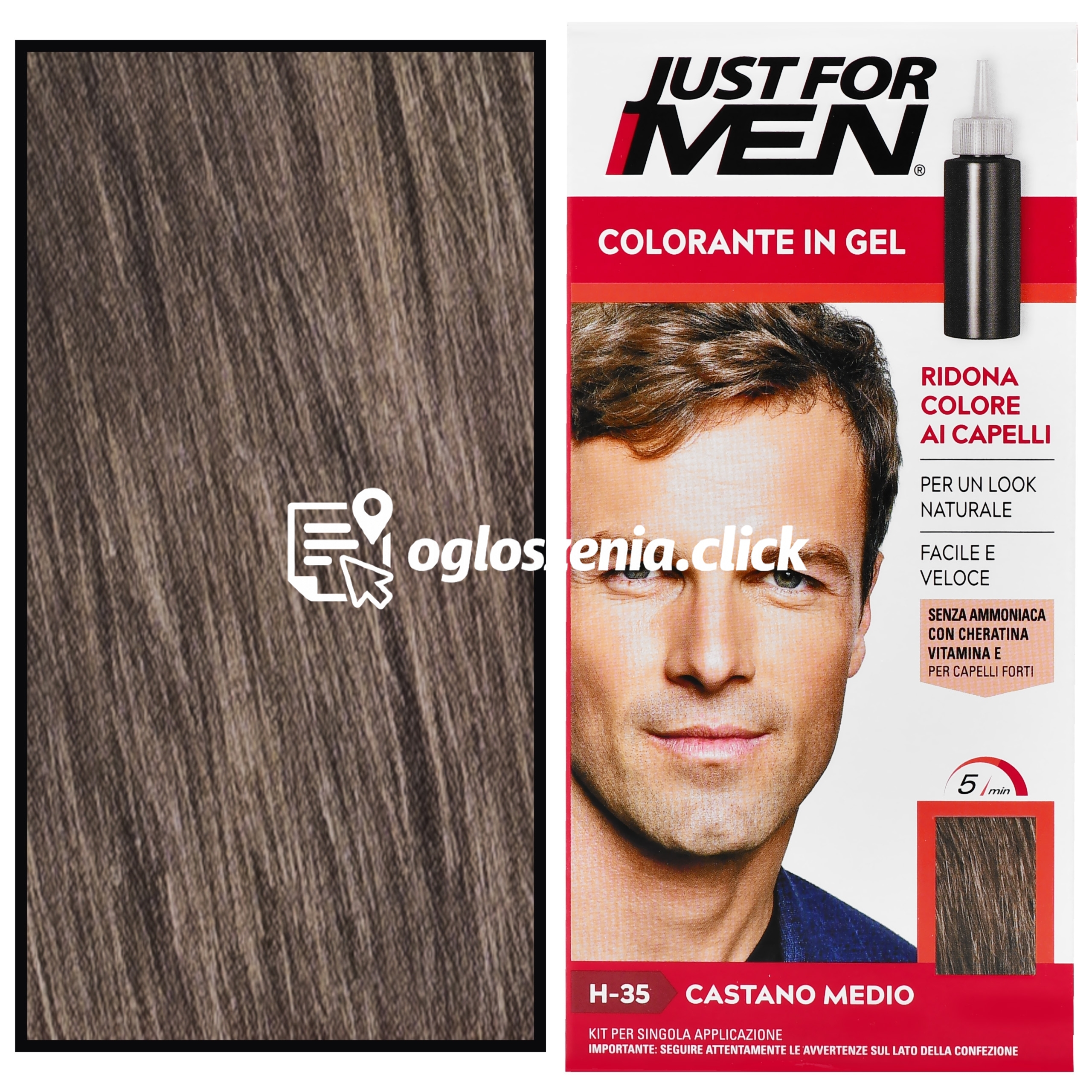 Zdjęcie produktu Just For Men - odsiwiacz do wlosów dla mezczyzn, 66 ml H35 | Sredni Brazowy
