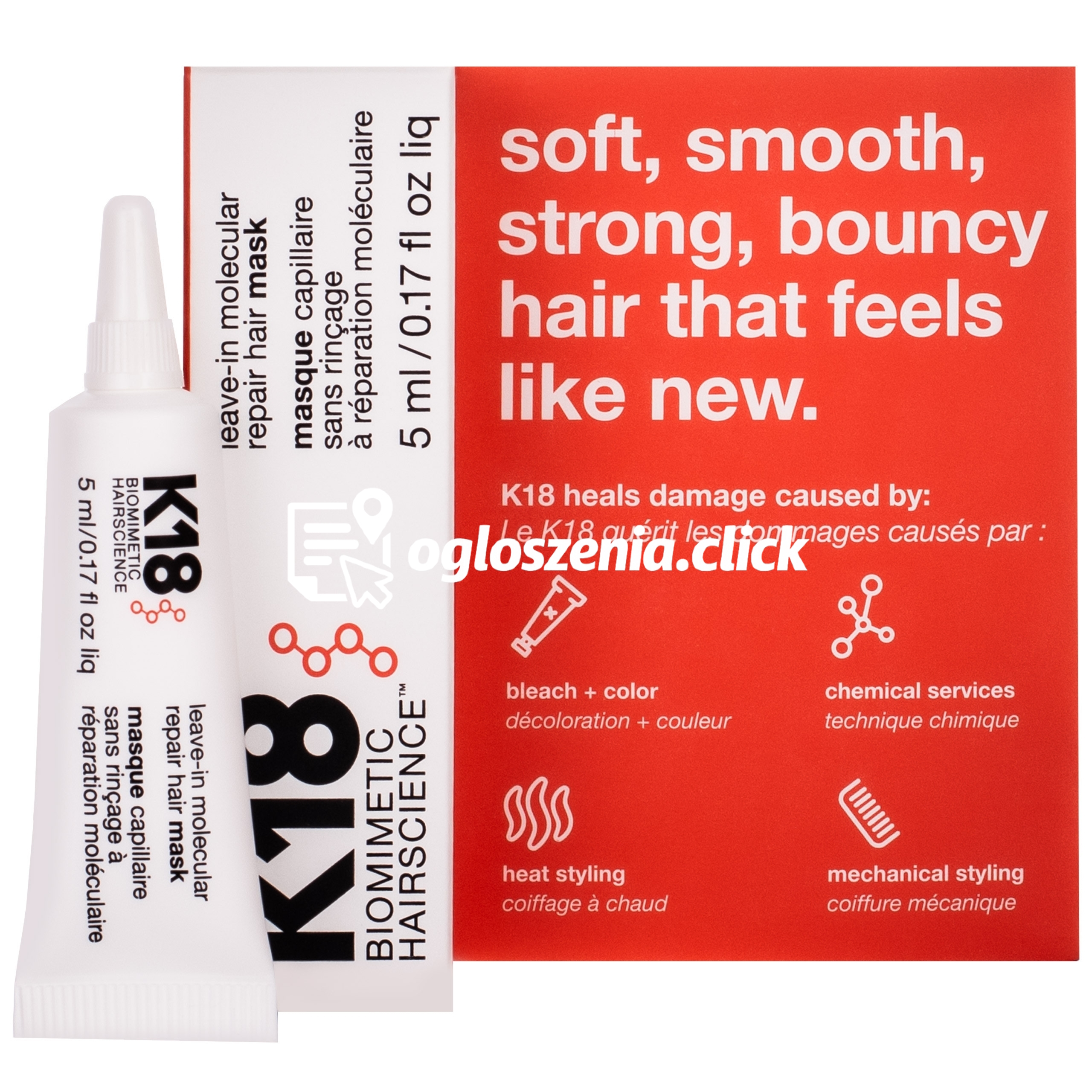 Zdjęcie produktu K18 Leave-in Molecular Repair Hair Mask – odbudowujaca maska do wlosów zniszczonych, 5 ml