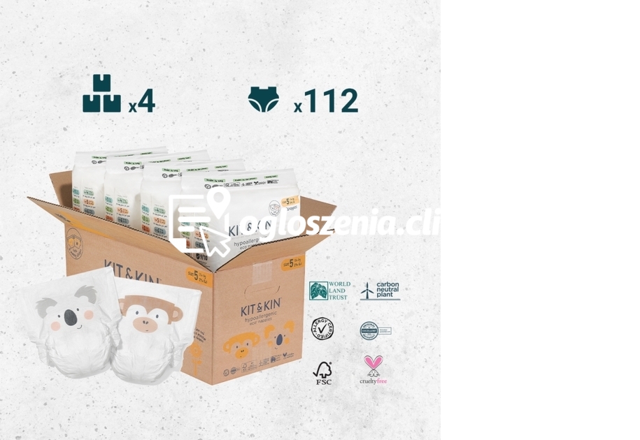 Zdjęcie produktu KARTON 112 pieluszek dla dzieci hipoalergicznych, rozmiar 5 (Junior 11 kg+), 4 opakowania po 28 sztuk