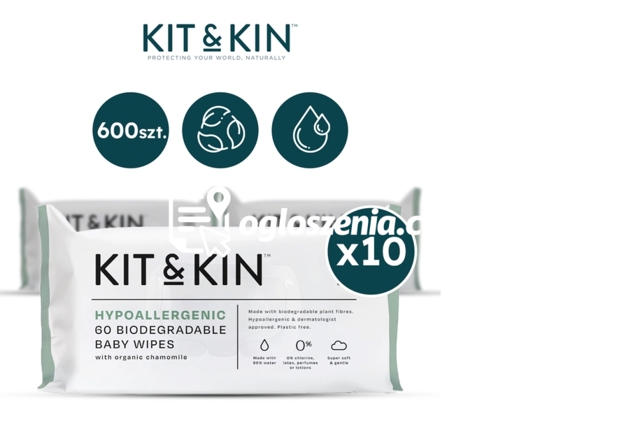 Zdjęcie produktu KARTON 600 chusteczek nawilzanych dla dzieci, 10 opakowan po 60 sztuk