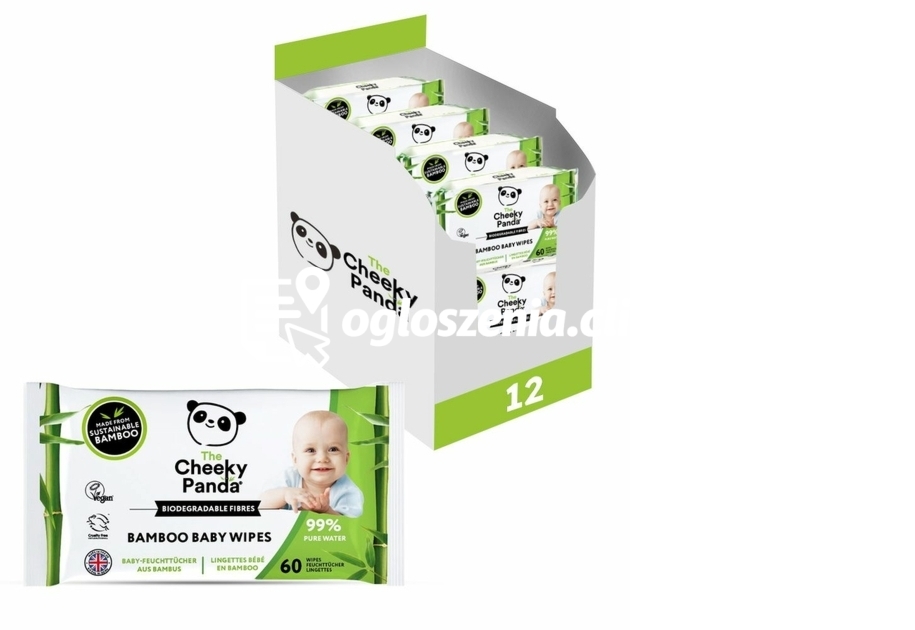 Zdjęcie produktu KARTON 720 sztuk chusteczek nawilzanych dla dzieci, 12 opakowan po 60 sztuk