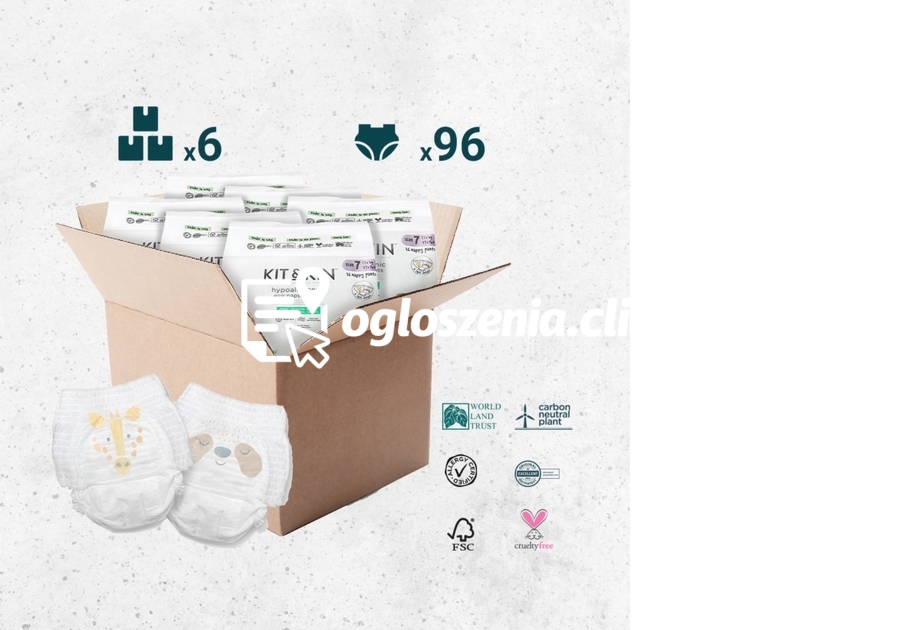 Zdjęcie produktu KARTON 96 pieluchomajtek dla dzieci hipoalergicznych, rozmiar 7 (XXL 17 kg+), 6 x 16 sztuk