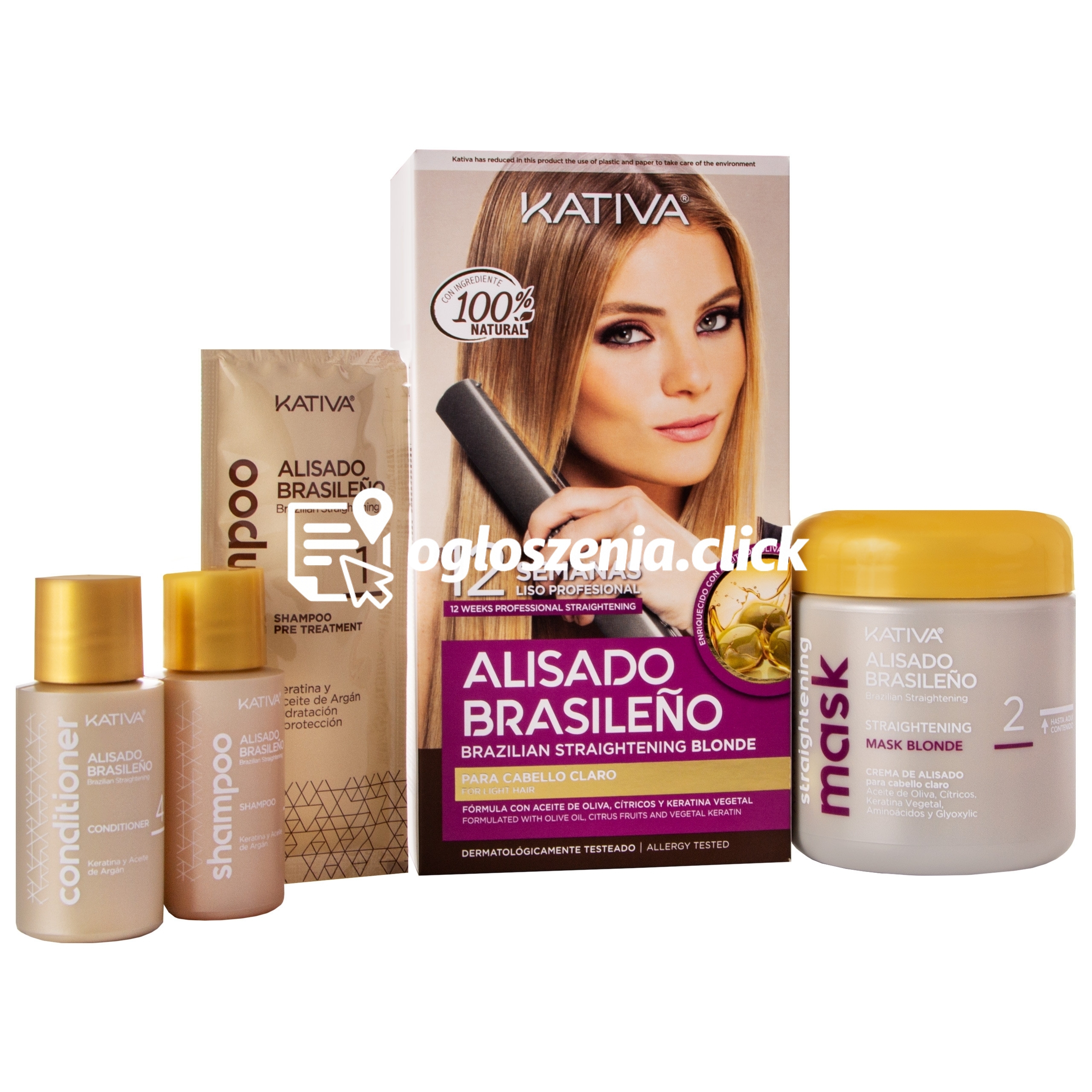 Zdjęcie produktu KATIVA Zestaw do keratynowego prostowania wlosów blond
