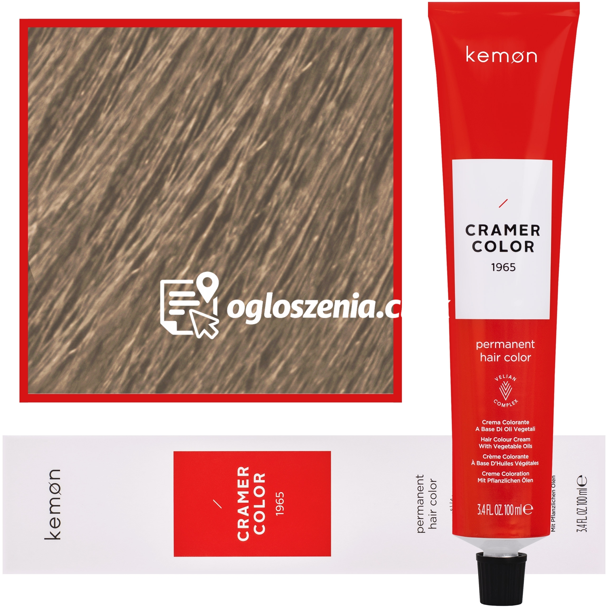 Zdjęcie produktu Kemon Cramer Color - kremowa farba do wlosów z olejem kokosowym, 100ml 9,08 | Bardzo Jasny Nordycki