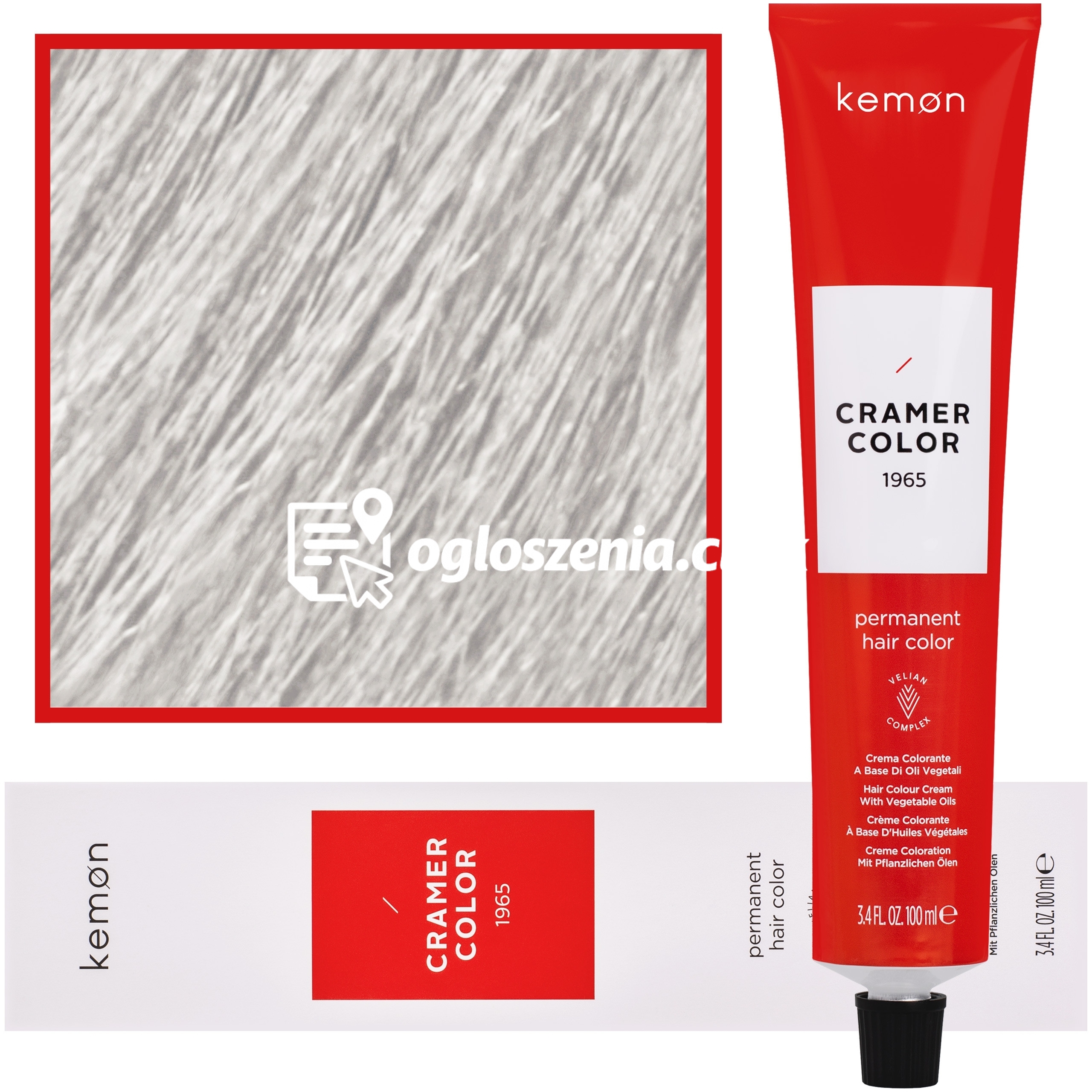 Zdjęcie produktu Kemon Cramer Color - kremowa farba do wlosów z olejem kokosowym, 100ml 1011 | Intensywny Popielaty