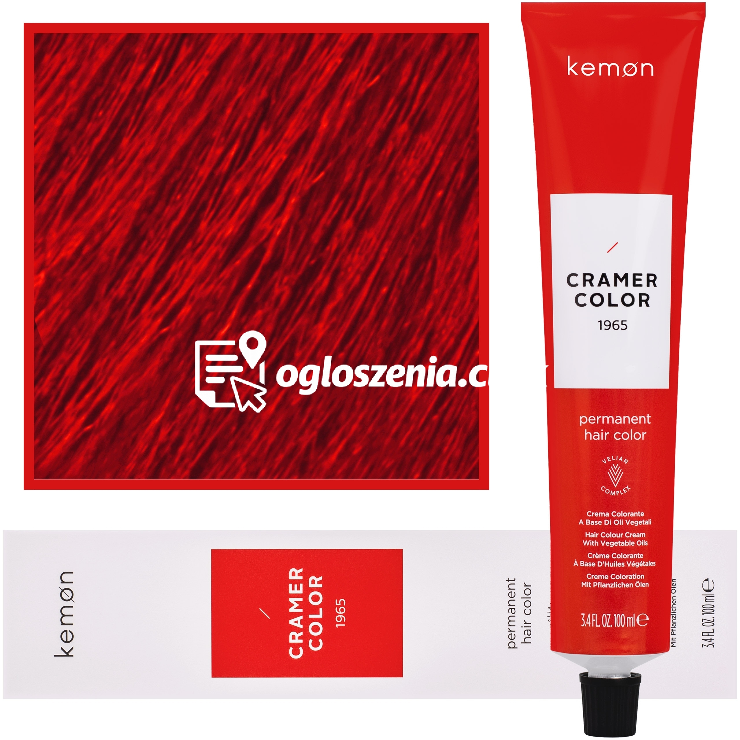 Zdjęcie produktu Kemon Cramer Color - kremowa farba do wlosów z olejem kokosowym, 100ml Cl,55 | Czerwony wzmacniacz