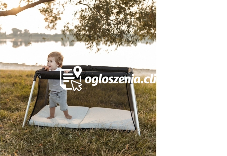Zdjęcie produktu Lekkie lózeczko turystyczne z materacem i torba, Czarne
