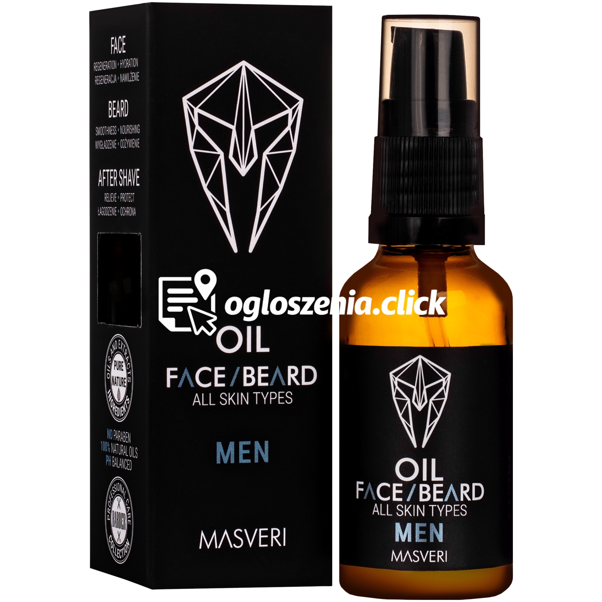 Zdjęcie produktu Masveri Face Beard Oil All Skin Types - olejek do twarzy i brody, do kazdego rodzaju skóry, 30ml