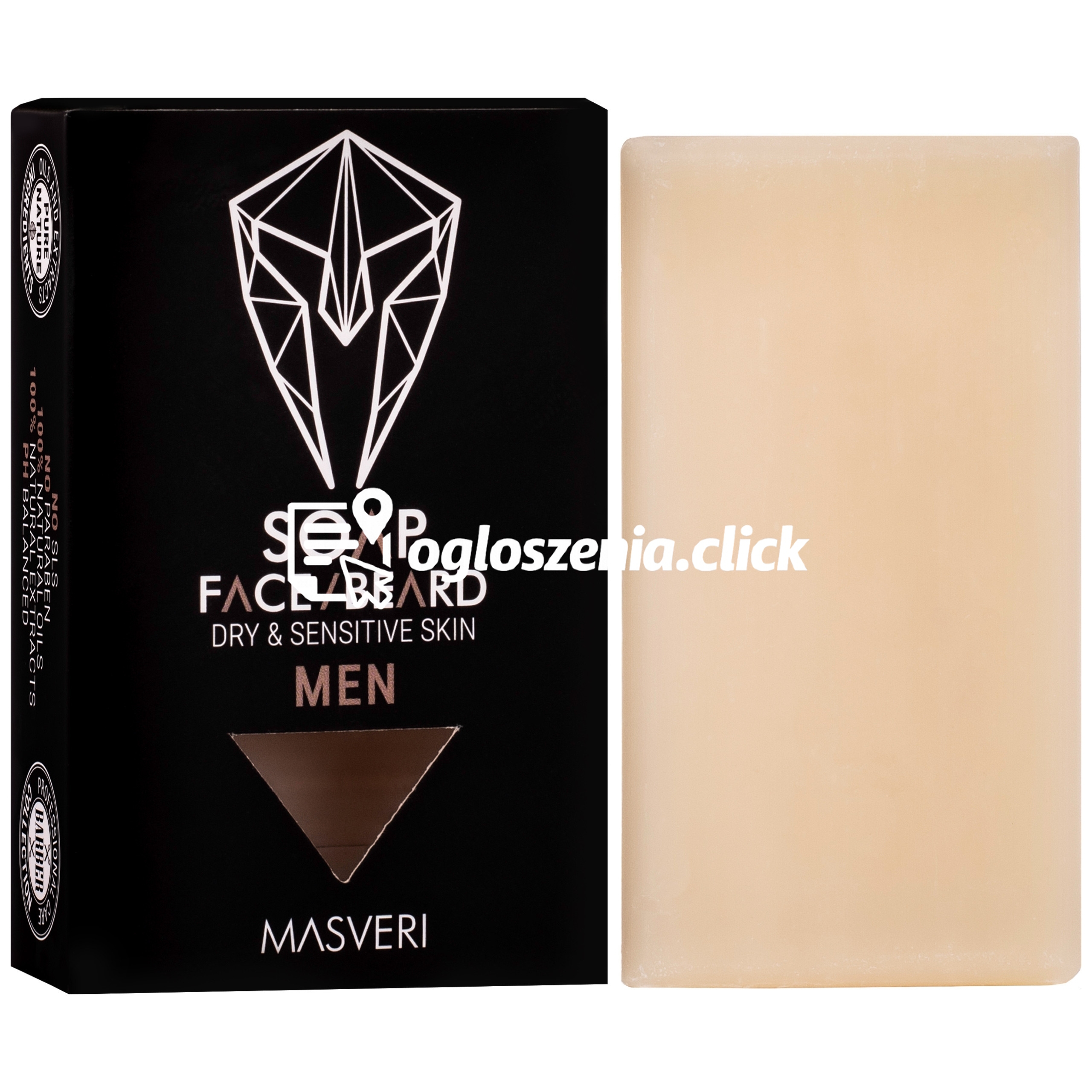 Zdjęcie produktu Masveri Soap Face Beard Dry & Sensitive Skin - nawilzajace mydlo do twarzy i zarostu, 100g