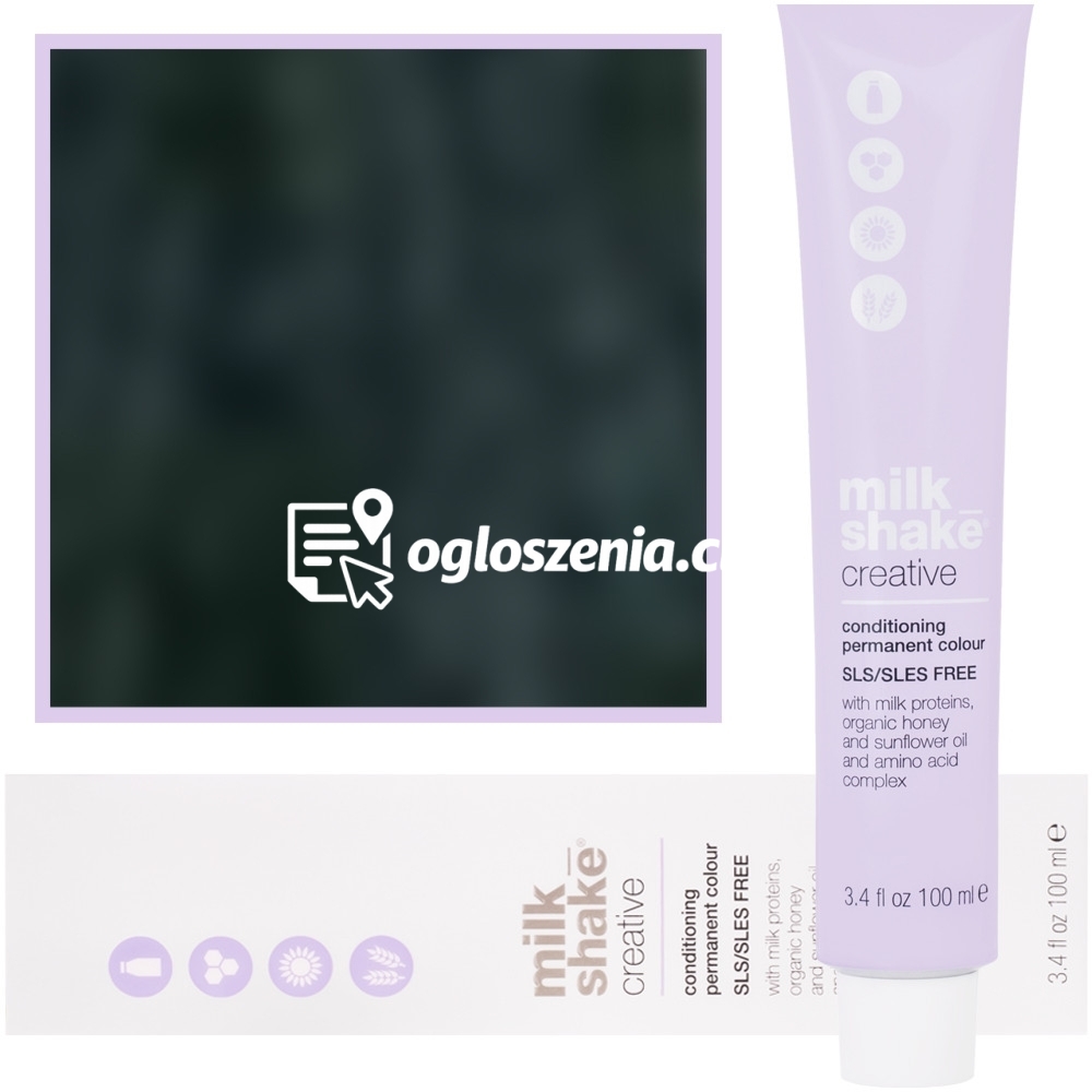Zdjęcie produktu Milk Shake Creative - farba do wlosów, pelna paleta kolorów, 100ml 1,11 | 1AA || Intensywny Popielaty Czarny