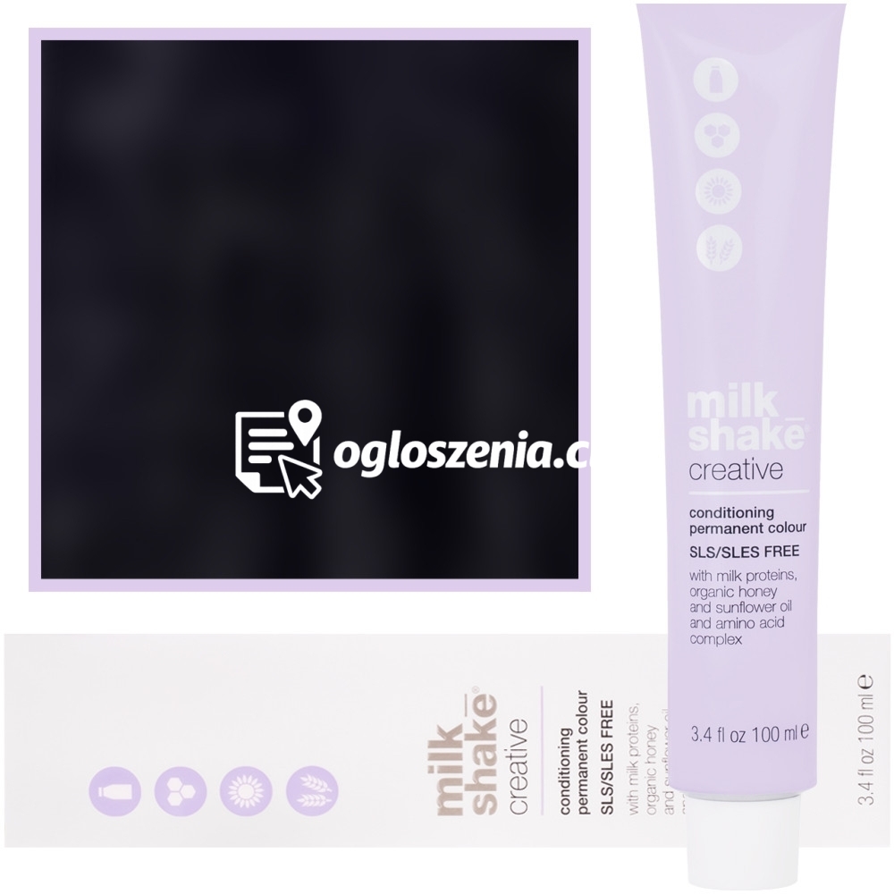Zdjęcie produktu Milk Shake Creative - farba do wlosów, pelna paleta kolorów, 100ml 1,7 | 1V || Fioletowa Czern