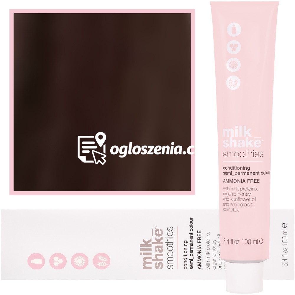 Zdjęcie produktu Milk Shake Smoothie Semi-Perm - farba do wlosów bez amoniaku, paleta kolorów, 100ml 4 | 4N || Sredni Braz