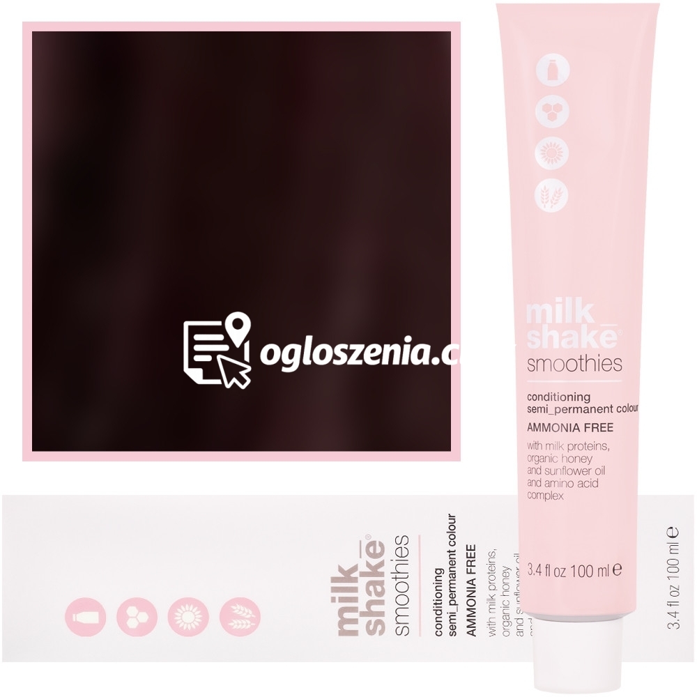 Zdjęcie produktu Milk Shake Smoothie Semi-Perm - farba do wlosów bez amoniaku, paleta kolorów, 100ml 4,4 | 4C || Sredni