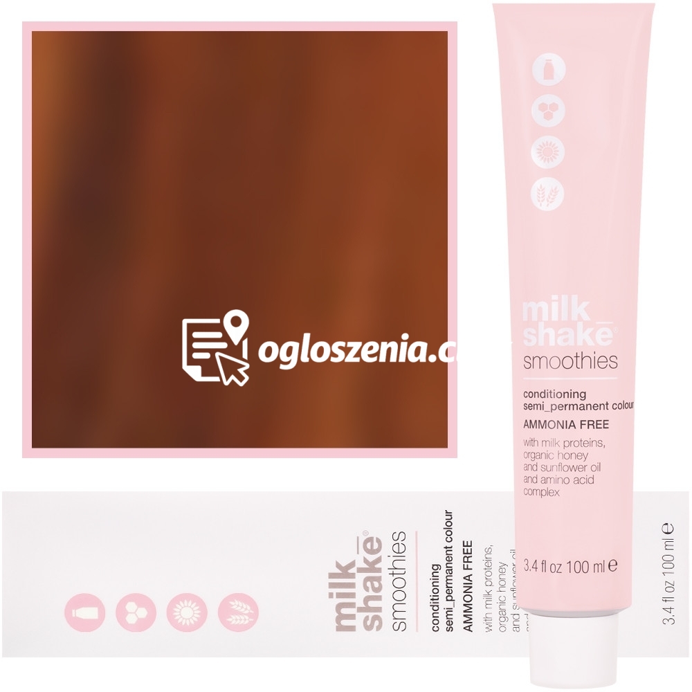 Zdjęcie produktu Milk Shake Smoothie Semi-Perm - farba do wlosów bez amoniaku, paleta kolorów, 100ml 8,43 | 8CG || Jasny