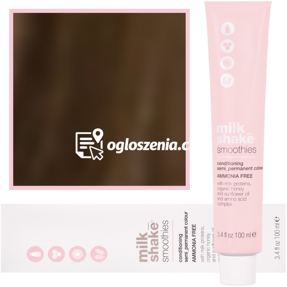 Zdjęcie produktu Milk Shake Smoothie Semi-Perm - farba do wlosów bez amoniaku, paleta kolorów, 100ml 6,3 | 6G || Ciemny