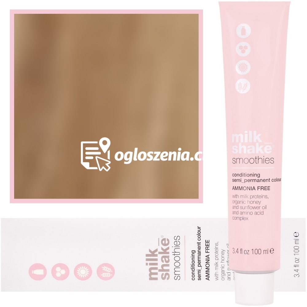 Zdjęcie produktu Milk Shake Smoothie Semi-Perm - farba do wlosów bez amoniaku, paleta kolorów, 100ml 8,13 | 8AG || Jasny