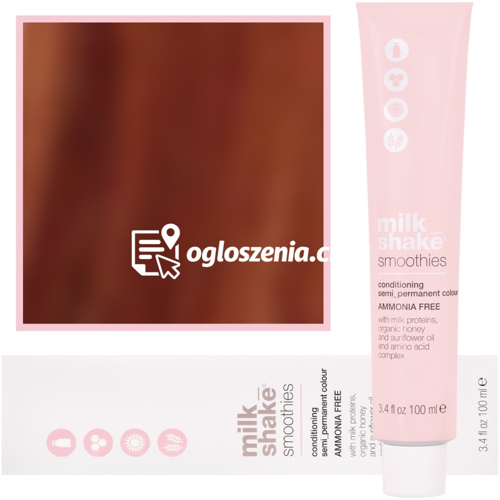 Zdjęcie produktu Milk Shake Smoothie Semi-Perm - farba do wlosów bez amoniaku, paleta kolorów, 100ml 7,43 | 7CG || Sredni