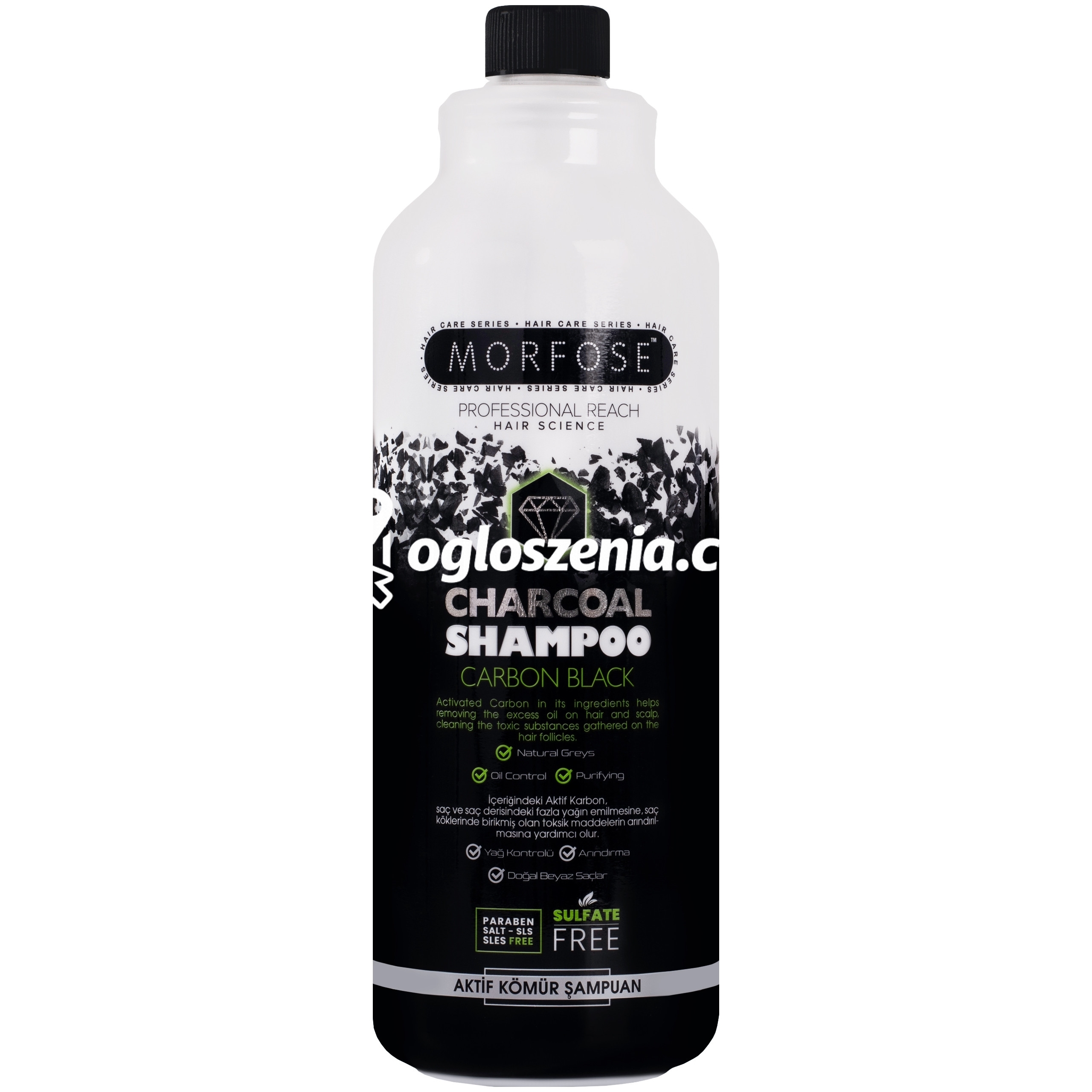 Zdjęcie produktu Morfose Charcoal Shampoo Carbon Black - szampon bez SLS z weglem aktywnym, 1000ml