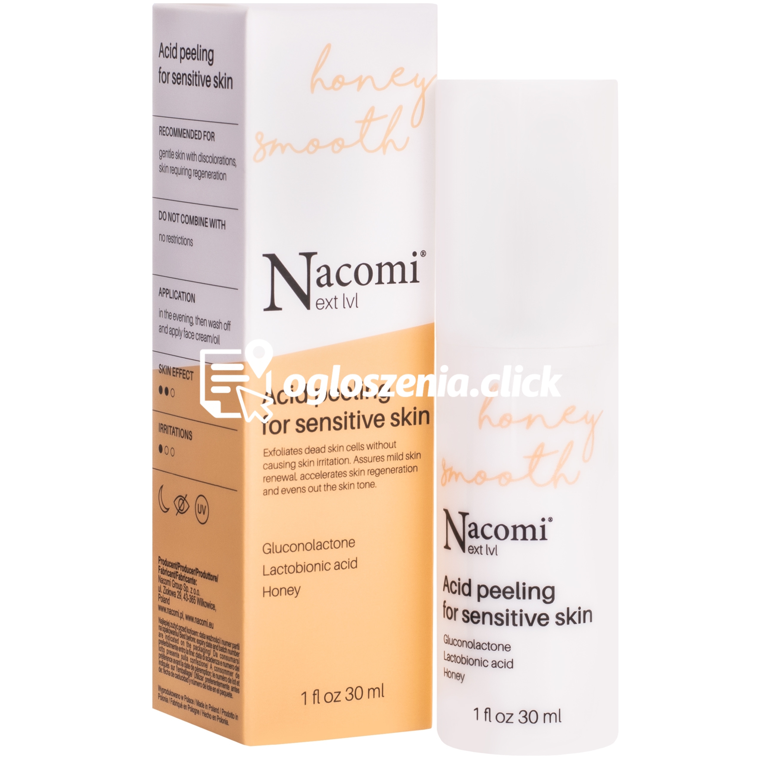 Zdjęcie produktu Nacomi Next Level Honey Smooth – peeling kwasowy do cery wrazliwej, 30 ml