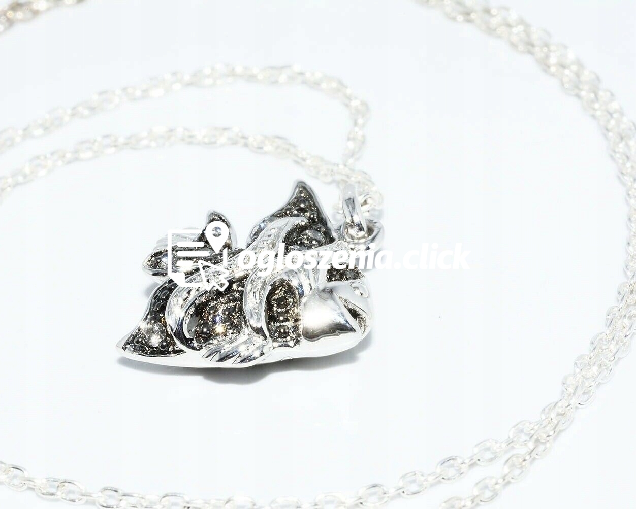 Zdjęcie produktu Naszyjnik srebrny 0.10ct diamenty naturalne ryba