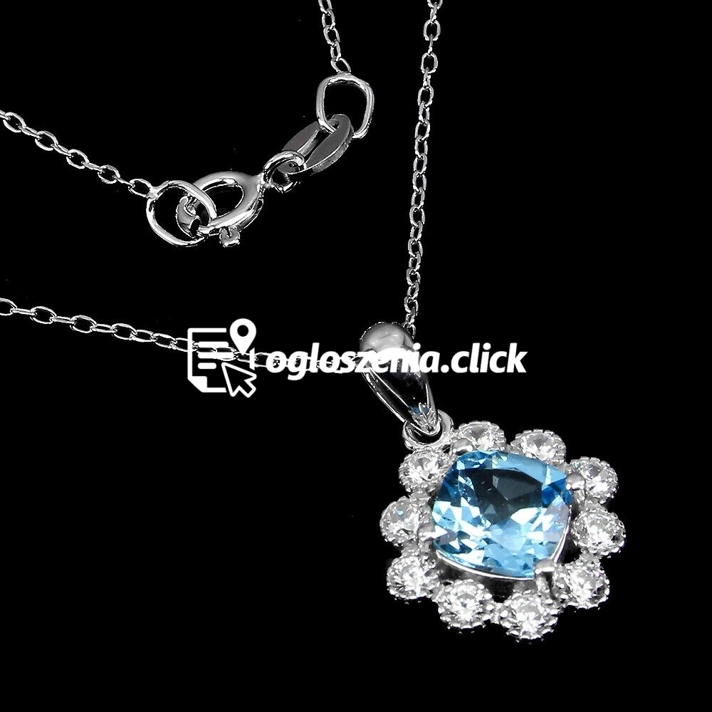 Zdjęcie produktu Naszyjnik srebrny 925 Swiss Blue topaz cyrkonie 3