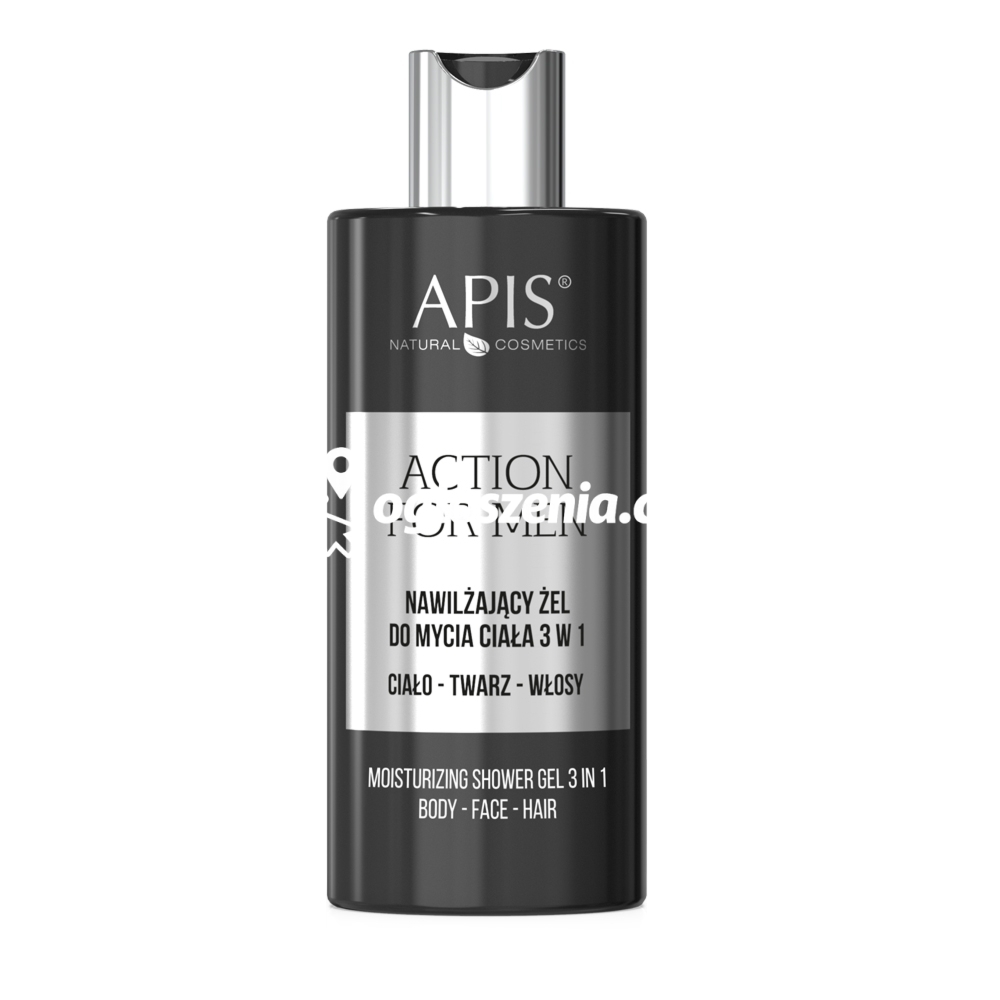 Zdjęcie produktu Nawilzajacy zel do mycia ciala 3w1 dla mezczyzn Apis Action For Men 300 ml