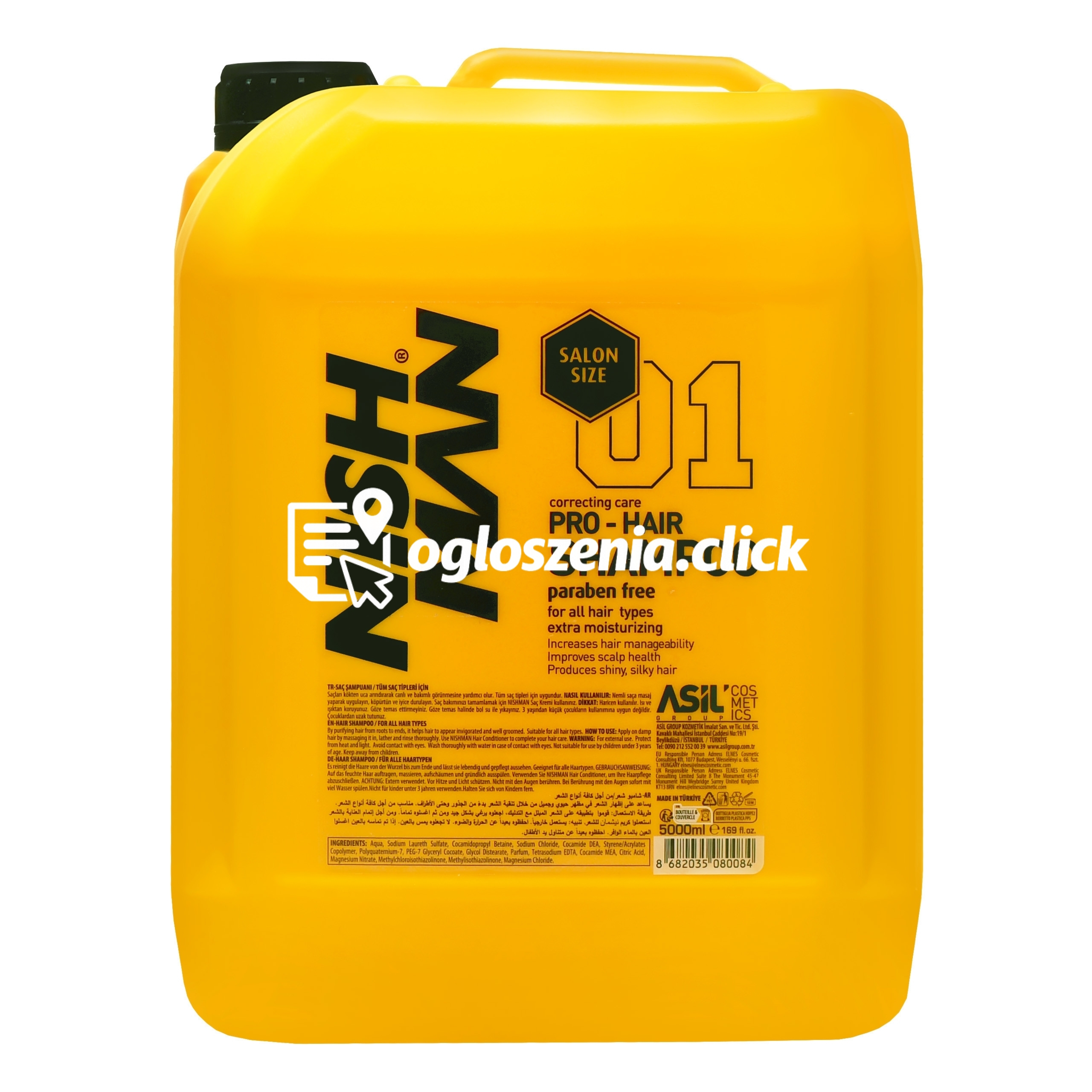 Zdjęcie produktu Nishman Pro Hair Paraben Free - delikatny szampon odzywczy, 5000ml