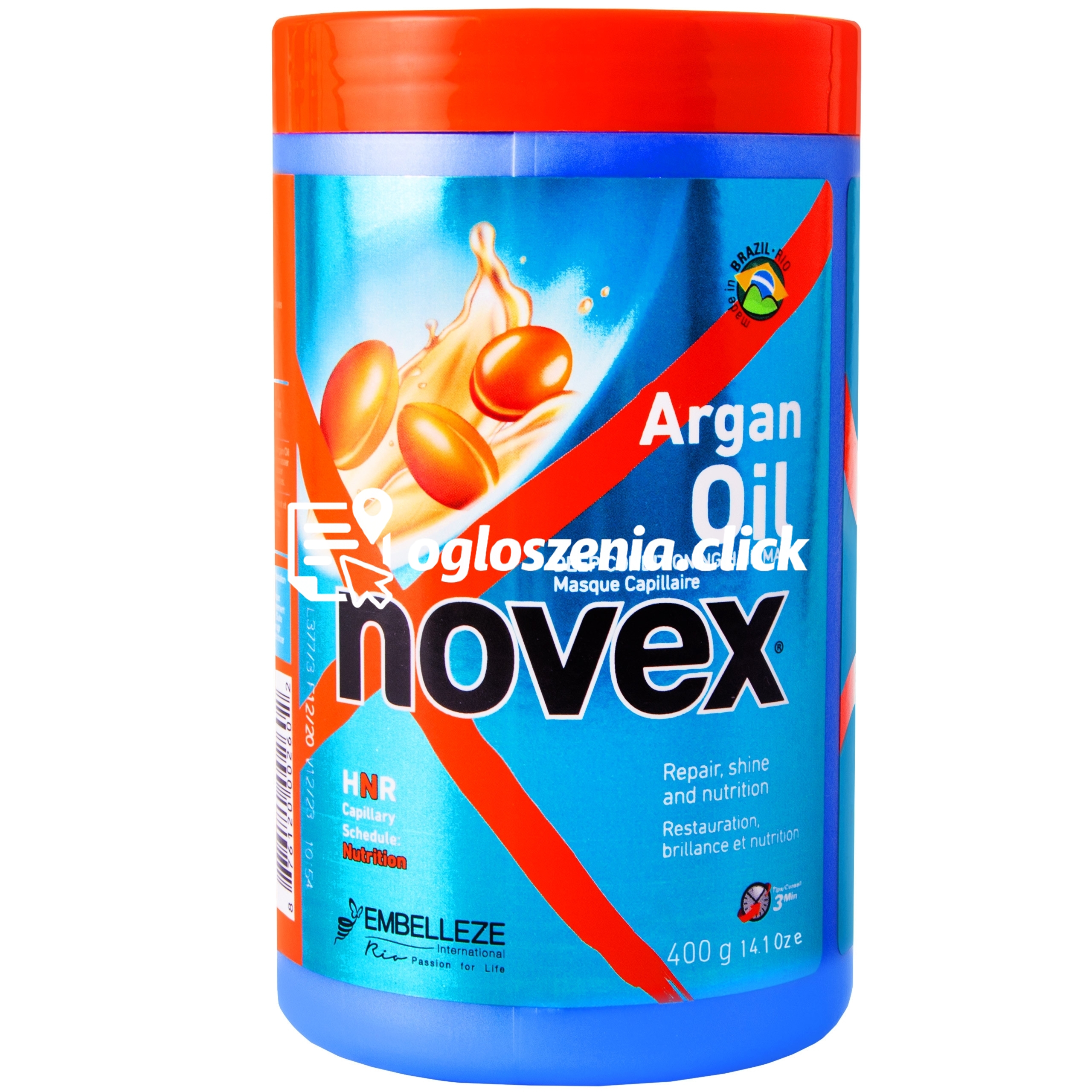 Zdjęcie produktu Novex Argan Oil Mask - gleboko odzywcza maska do wlosów zniszczonych 400g