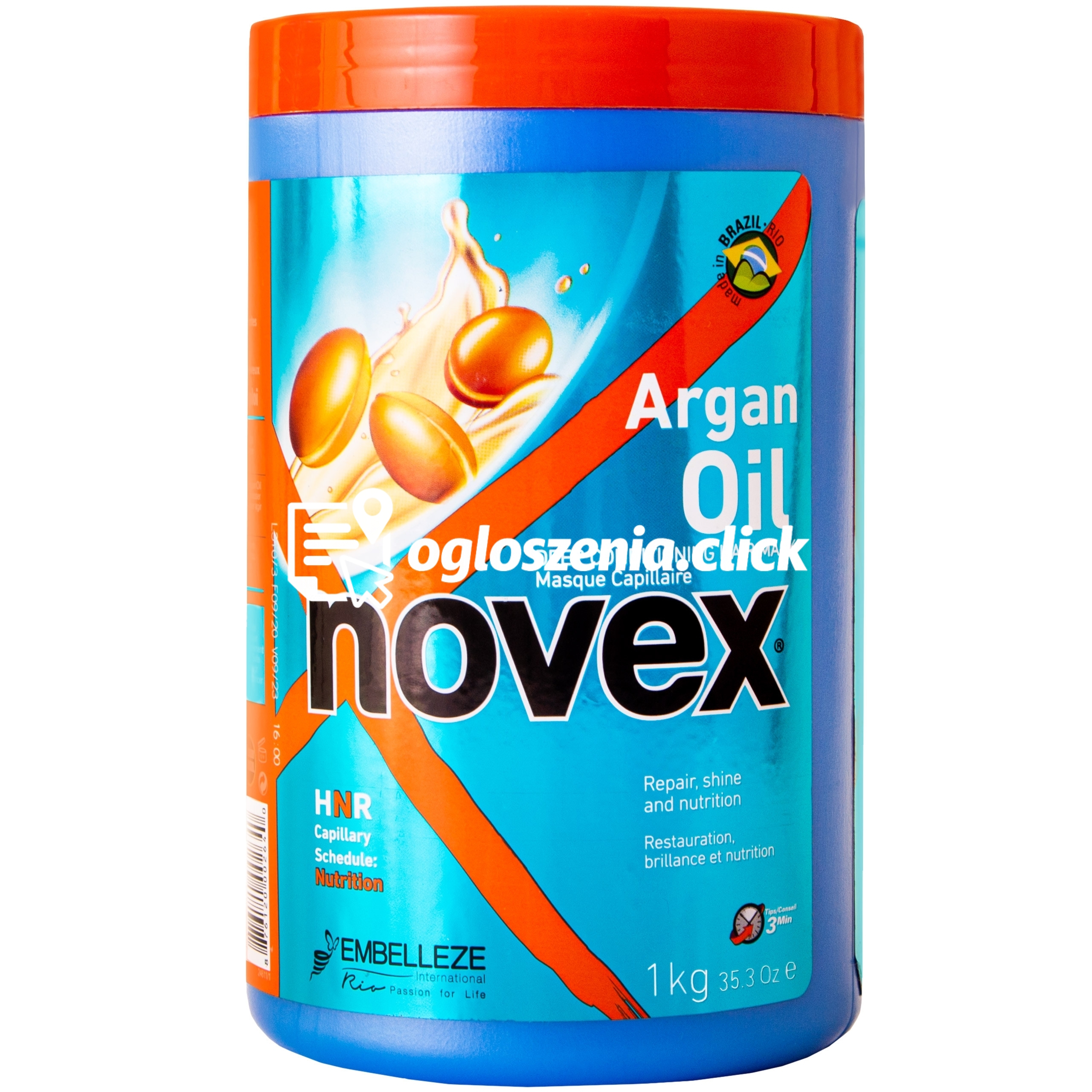 Zdjęcie produktu Novex Argan Oil Mask - gleboko odzywcza maska do wlosów zniszczonych 1kg