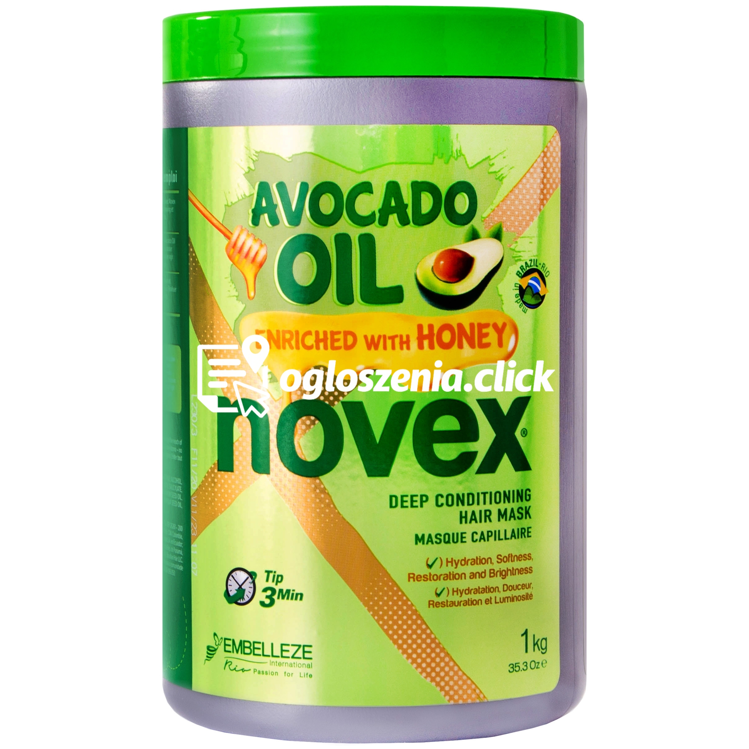 Zdjęcie produktu Novex Avocado Oil Mask - gleboko nawilzajaca maska do suchych wlosów 1kg