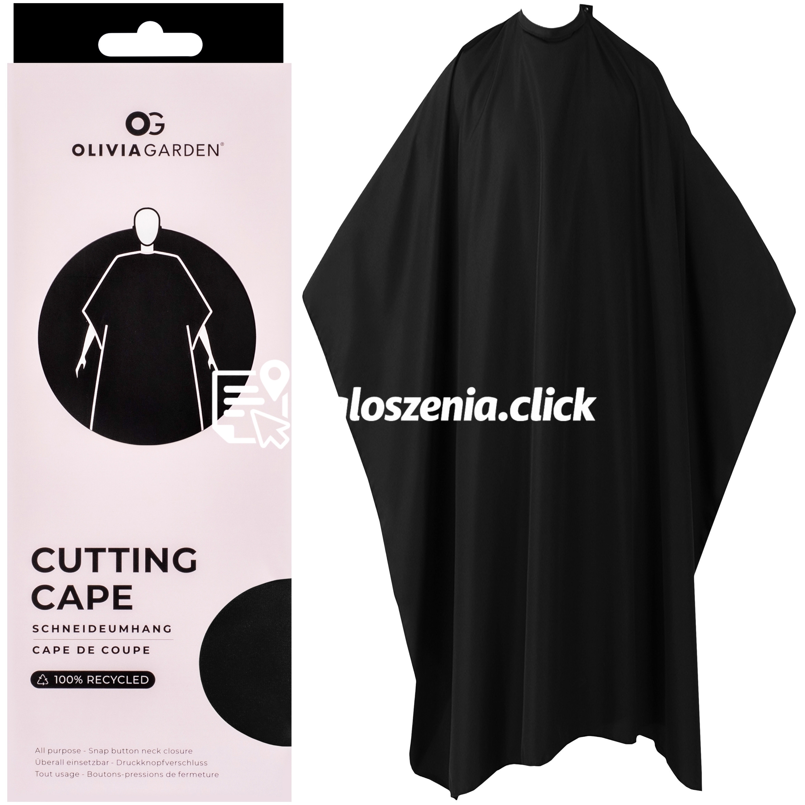 Zdjęcie produktu Olivia Garden Cutting Cape - ekologiczna peleryna fryzjerska, rózne kolory Black | Czarny