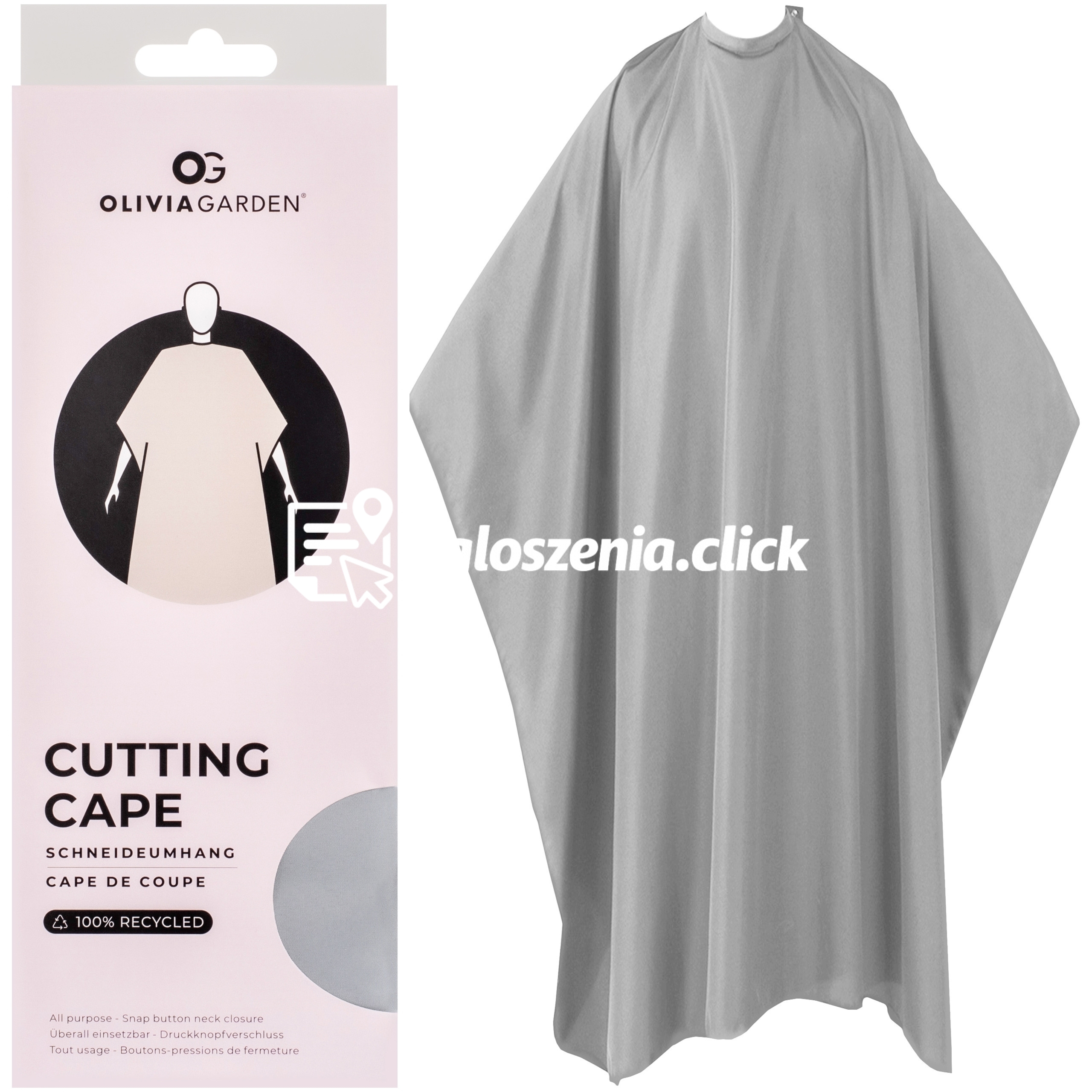 Zdjęcie produktu Olivia Garden Cutting Cape - ekologiczna peleryna fryzjerska, rózne kolory Light Gray | Szary