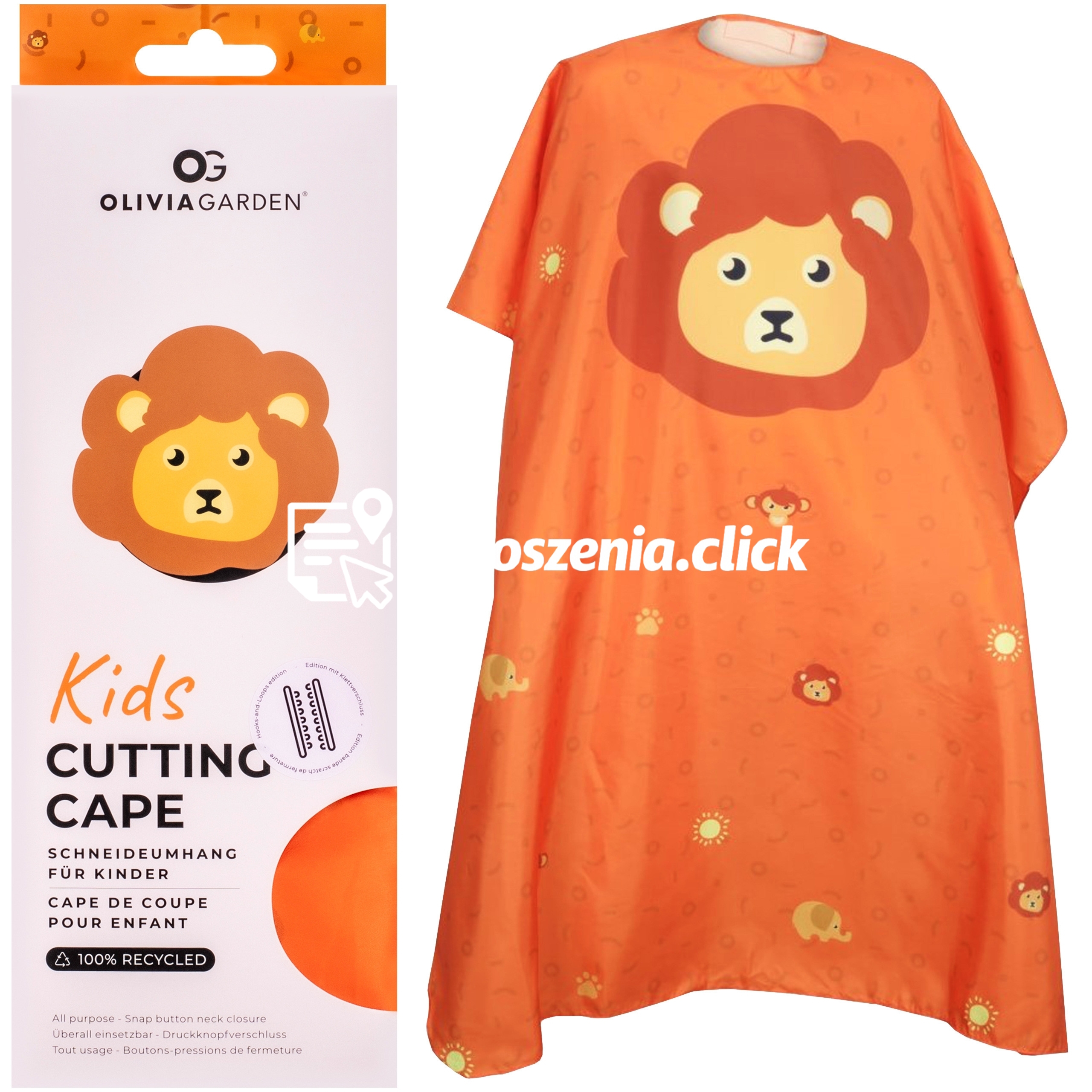 Zdjęcie produktu Olivia Garden Kids Cutting Cape - peleryna fryzjerska dla dzieci, rózne kolory Leo Orange | Pomaranczowa z