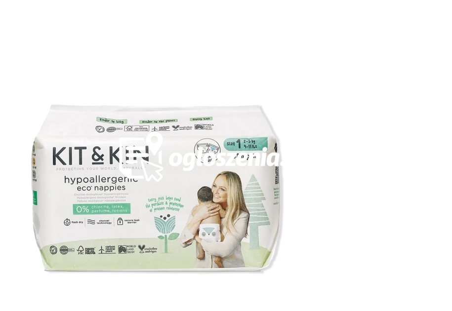 Zdjęcie produktu Pieluszki dla noworodków hipoalergiczne, rozmiar 1 (Mini 2-5 kg), 38 sztuk