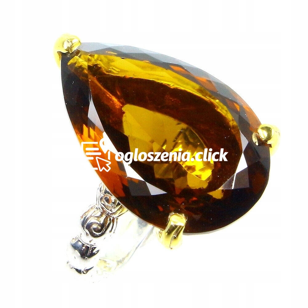 Zdjęcie produktu Pierscionek 925 kwarc AAA koniakowy 15.7ct r.14
