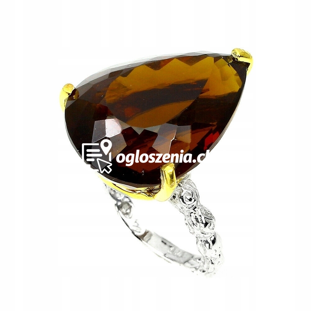 Zdjęcie produktu Pierscionek 925 kwarc AAA koniakowy 31.4ct r.15.5