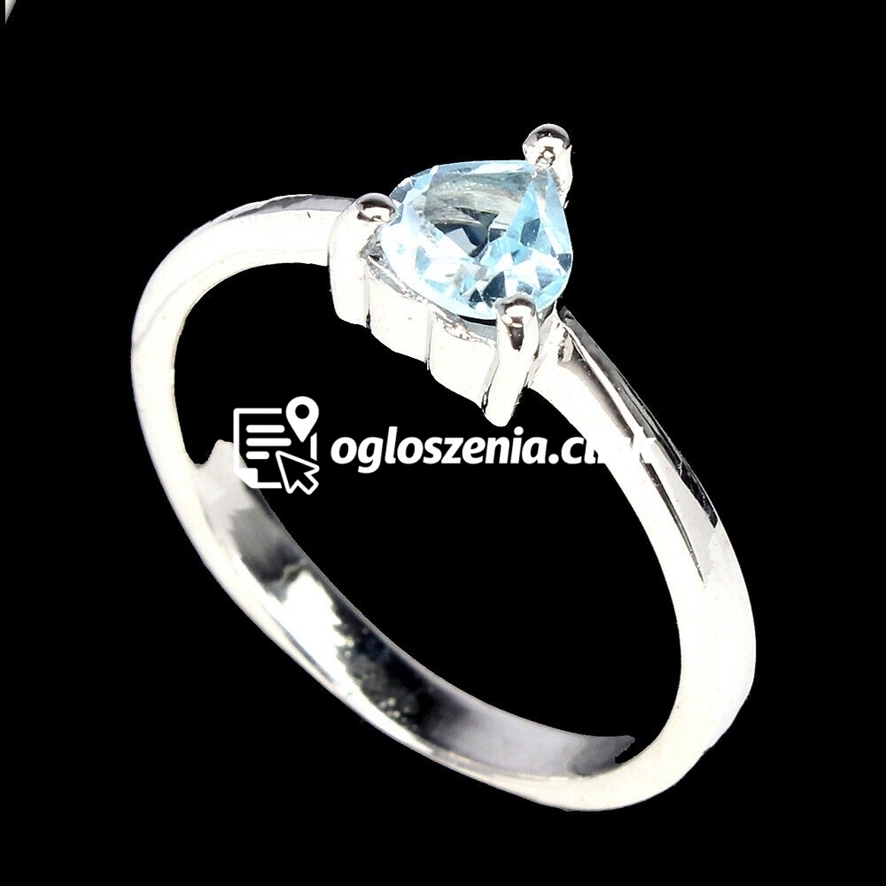 Zdjęcie produktu Pierscionek 925 srebrny Sky Blue Topaz r 11 serce