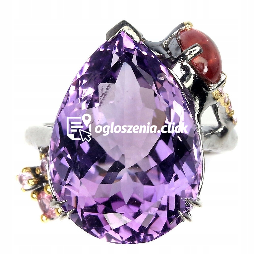 Zdjęcie produktu Pierscionek ametyst 15.65ct szafiry srebro r 15