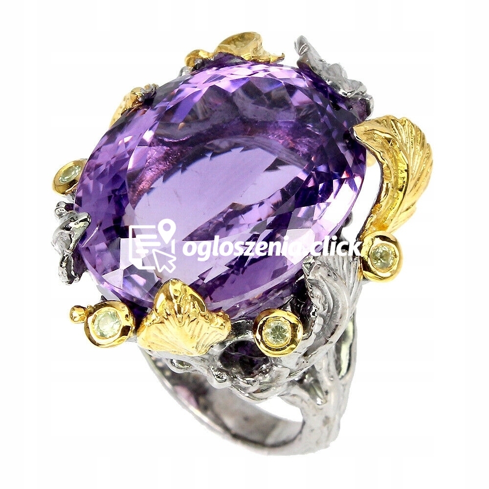 Zdjęcie produktu Pierscionek ametyst 27.34ct szafiry srebro r16