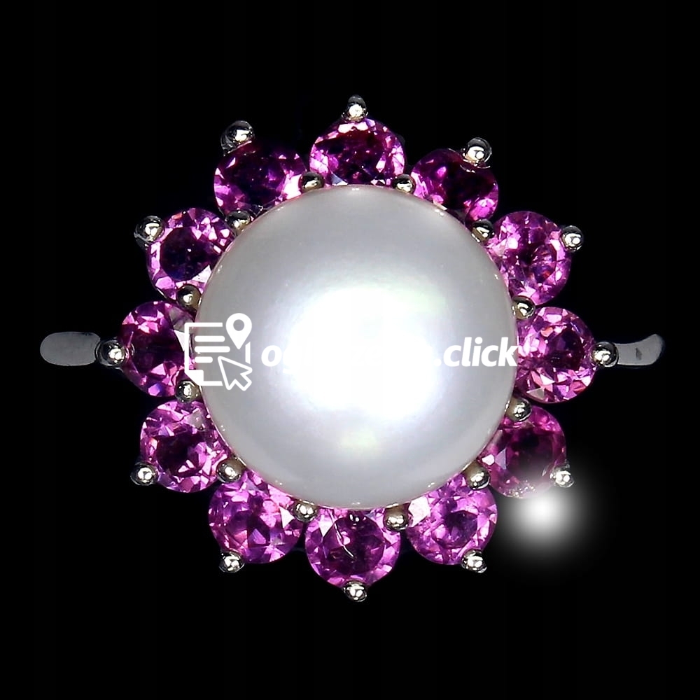 Zdjęcie produktu Pierscionek elegancki naturalne granaty perla srebro 925 r 19