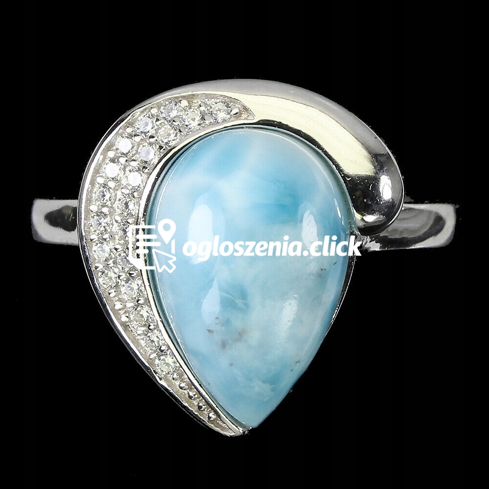 Zdjęcie produktu Pierscionek naturalny larimar cyrkonie 11.5 2