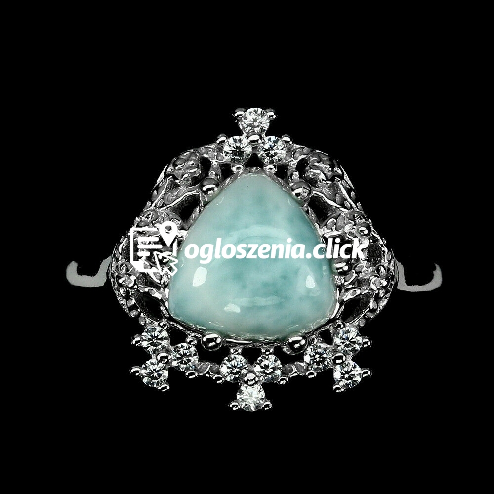 Zdjęcie produktu Pierscionek naturalny larimar cyrkonie 925 r 18.5