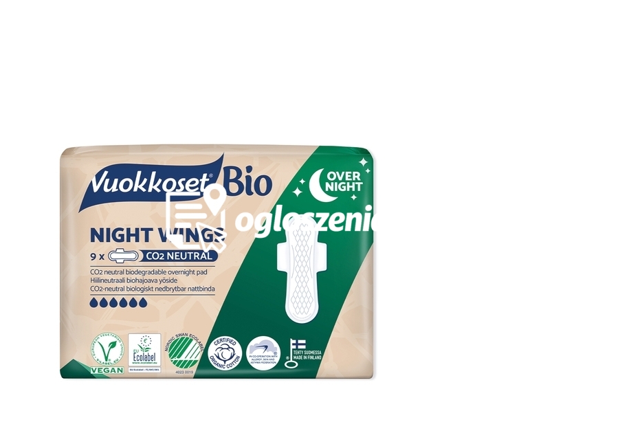 Zdjęcie produktu Podpaski ze skrzydelkami na noc BIO NIGHT WINGS, 9 sztuk