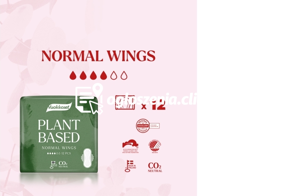 Zdjęcie produktu Podpaski ze skrzydelkami PLANT BASED 12 sztuk