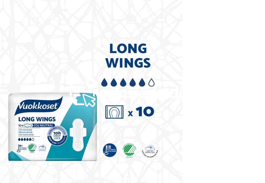 Zdjęcie produktu Podpaski ze skrzydelkami WHITE LONG WINGS, 10 sztuk