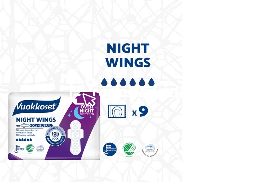 Zdjęcie produktu Podpaski ze skrzydelkami na noc WHITE NIGHT WINGS, 9 sztuk