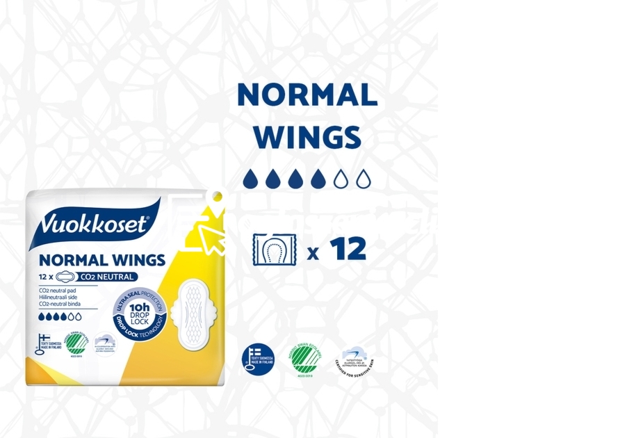 Zdjęcie produktu Podpaski ze skrzydelkami WHITE NORMAL WINGS, 12 sztuk